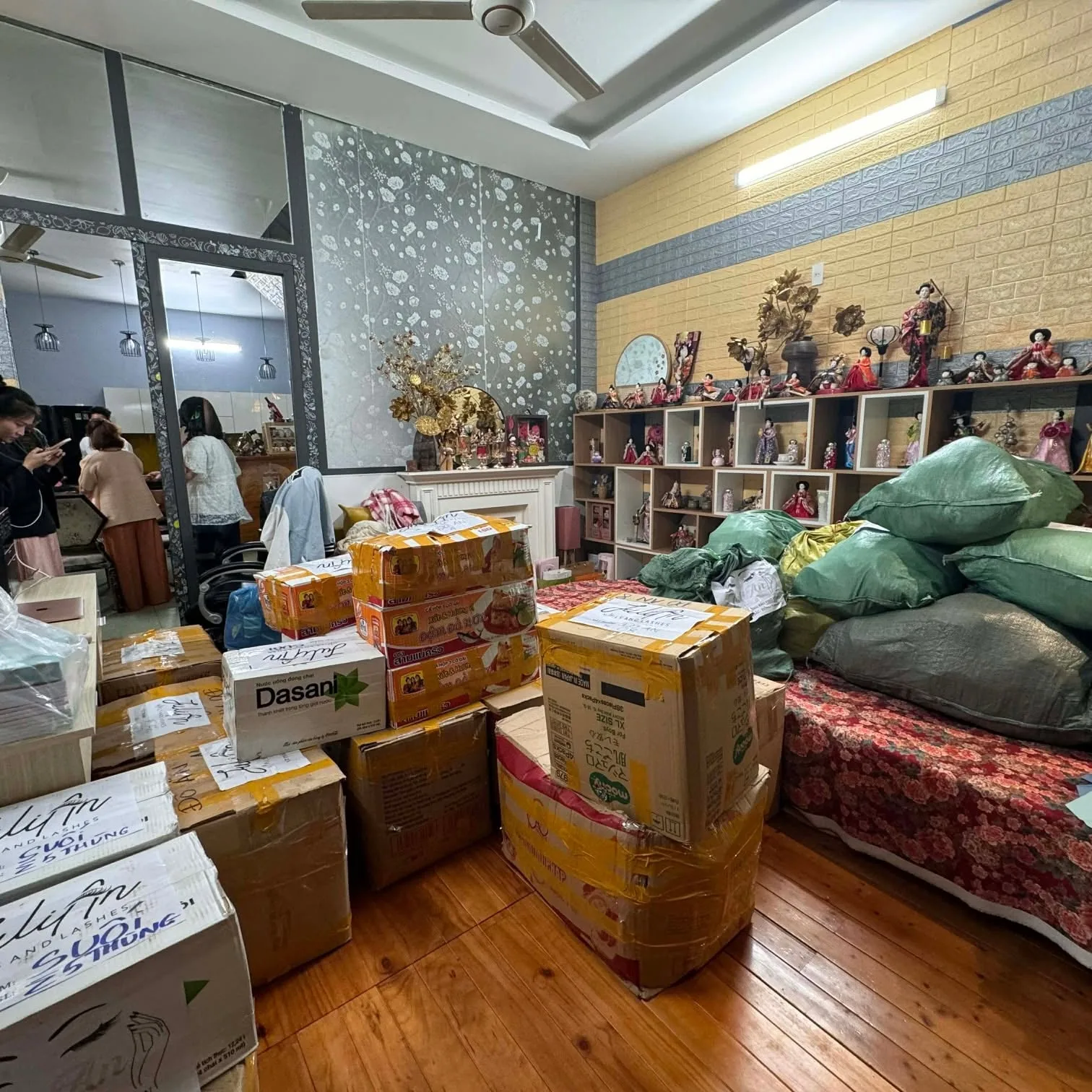 JuliAn team packing charity boxes for central Vietnam